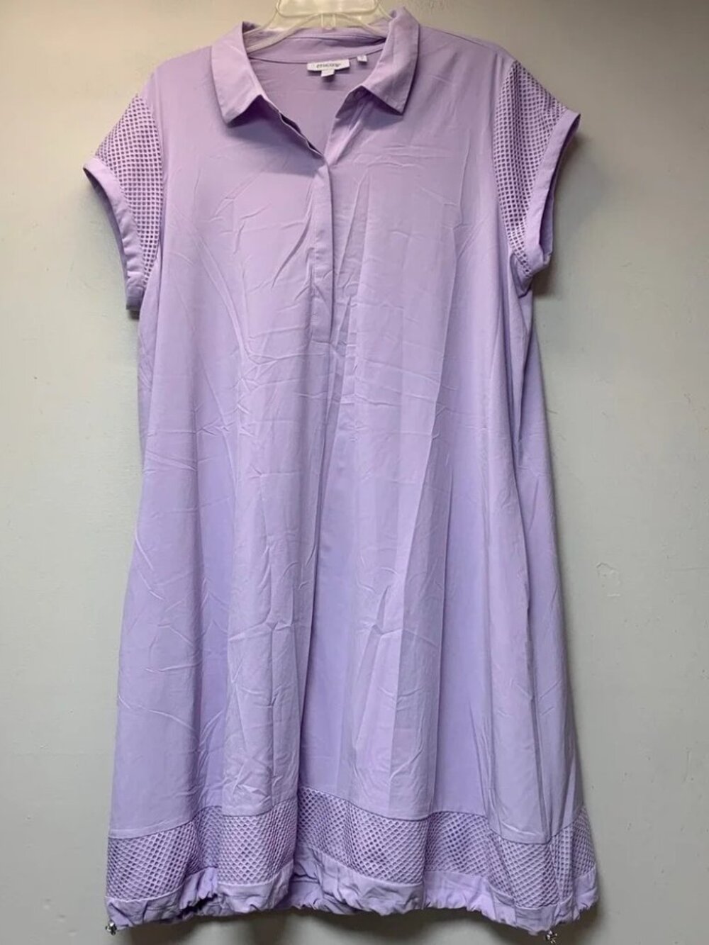 NWT Chico's Zenergy Dress Womens XXL Purple Mesh Trim Bungee Hem Sporty